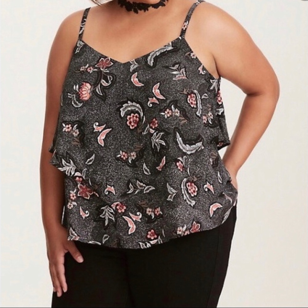 Torrid Black Floral Double-Layered Tank Top